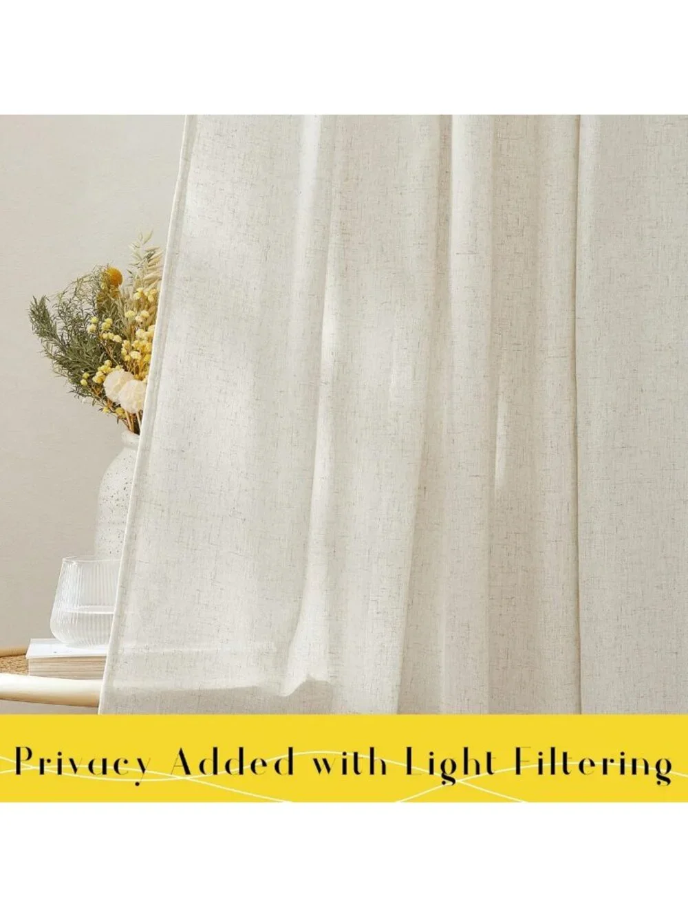 Thick Linen Tie Top Curtains 84